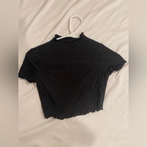 Black Lettuce Trim Top